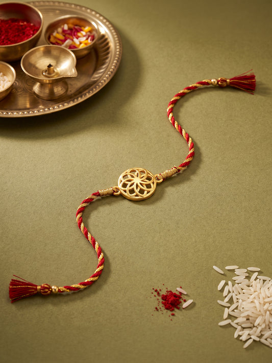Golden Floral Twists Rakhi