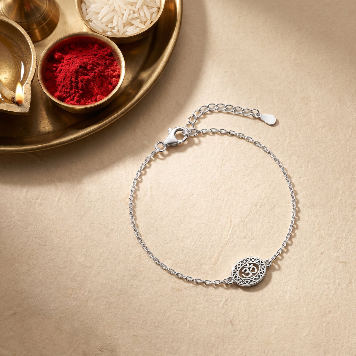 Silver Om Bracelet Rakhi