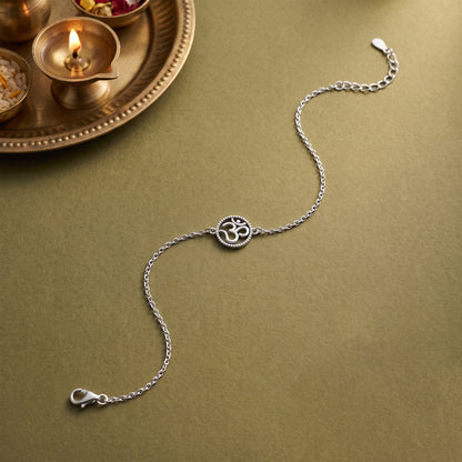 Silver Vintage Om Bracelet Rakhi