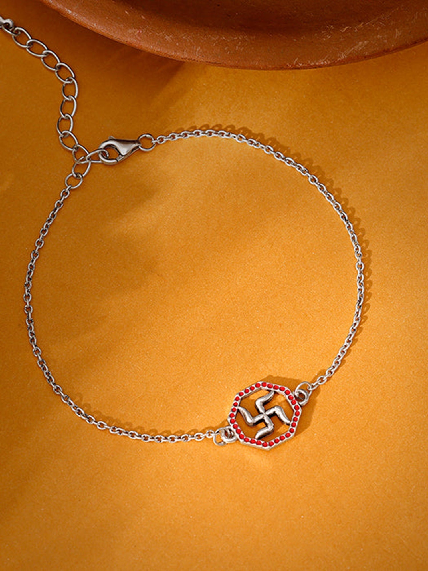 Silver Vintage Swastik Bracelet Rakhi