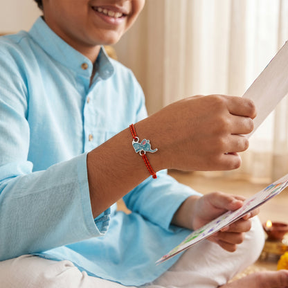 Silver Elephant & Panda Kids Rakhi Combo (Set of 2)