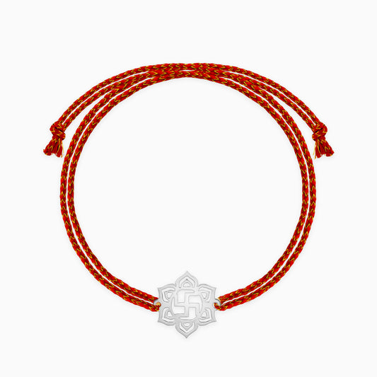 Silver Classic Swastik Rakhi
