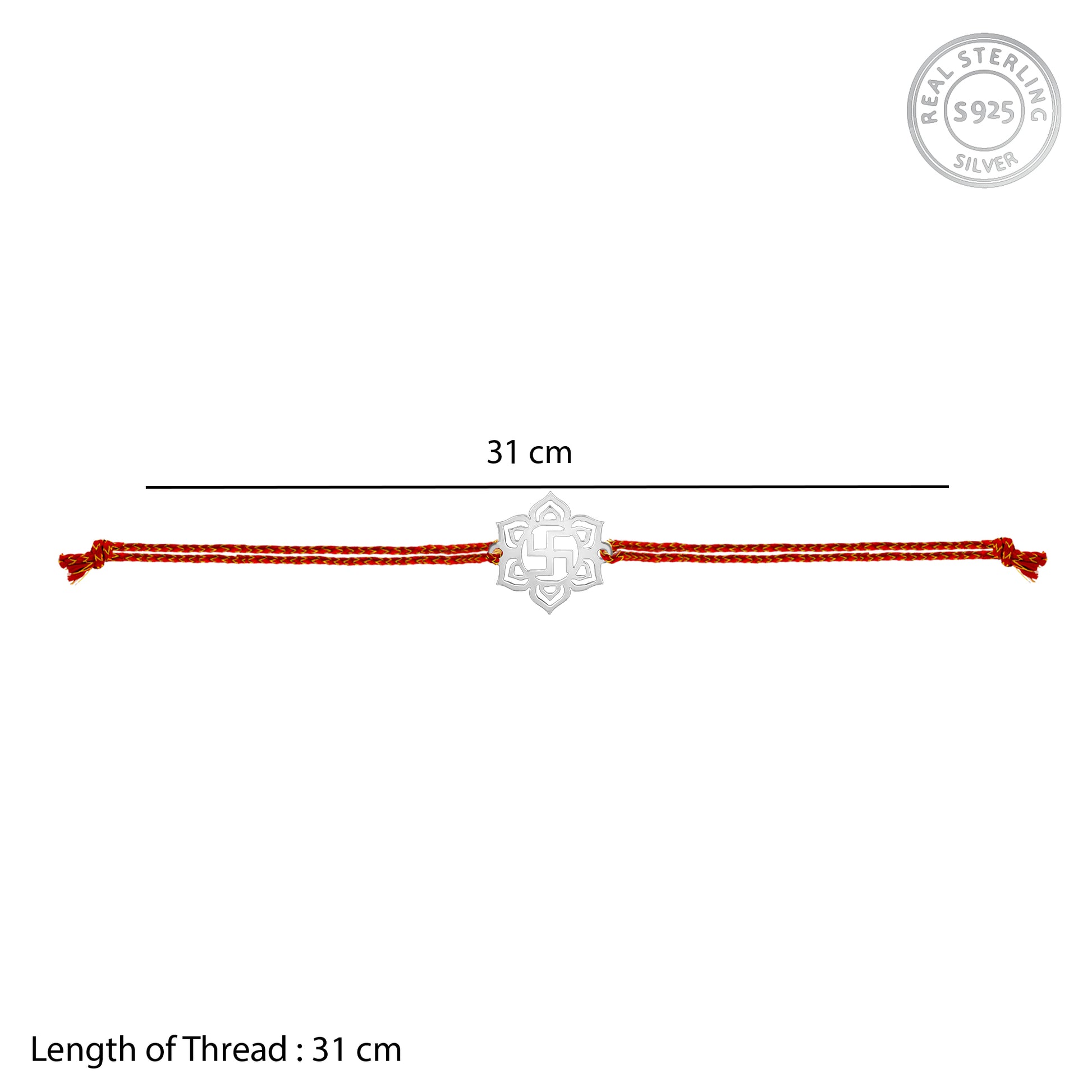 Silver Classic Swastik Rakhi