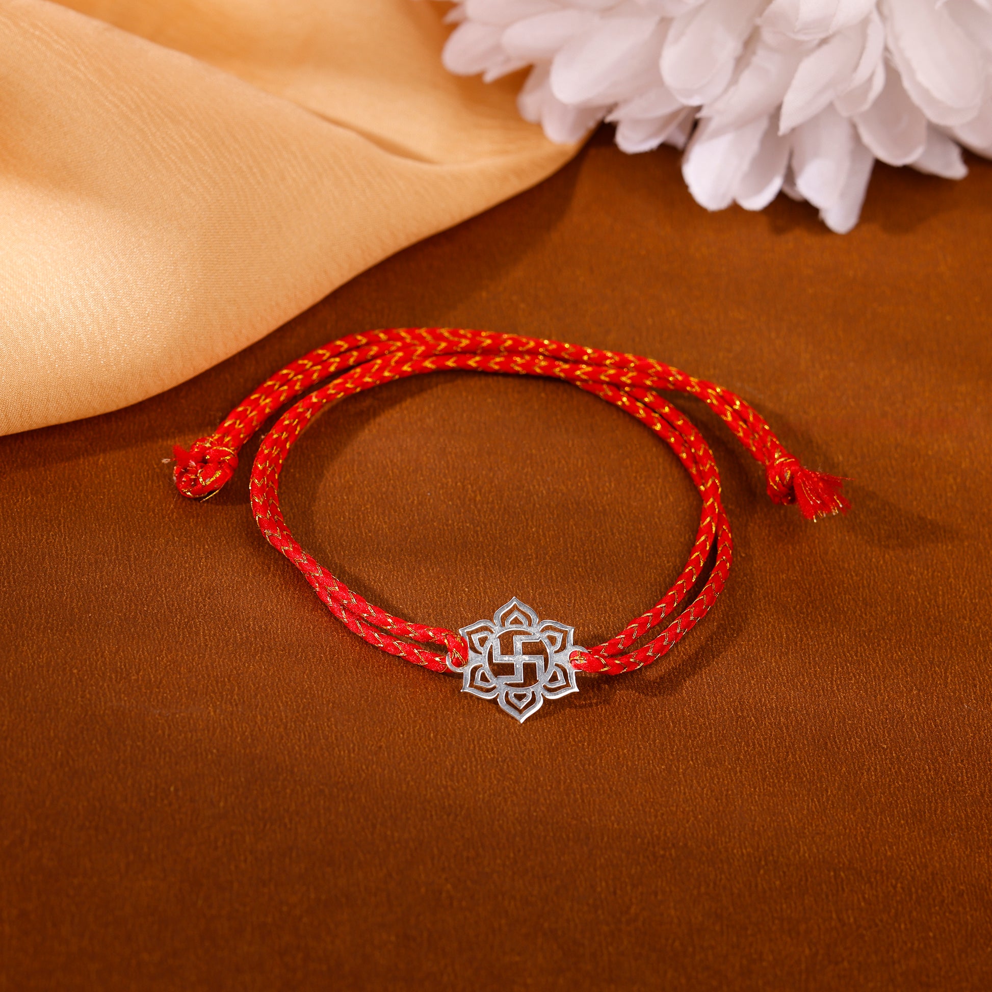 Silver Classic Swastik Rakhi