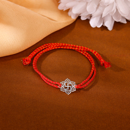 Silver Classic Swastik Rakhi