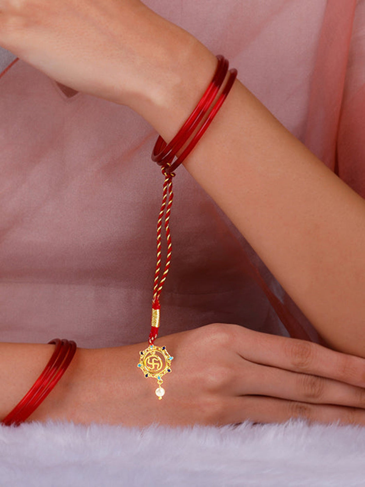 Golden Swastik Mandala Lumba Rakhi