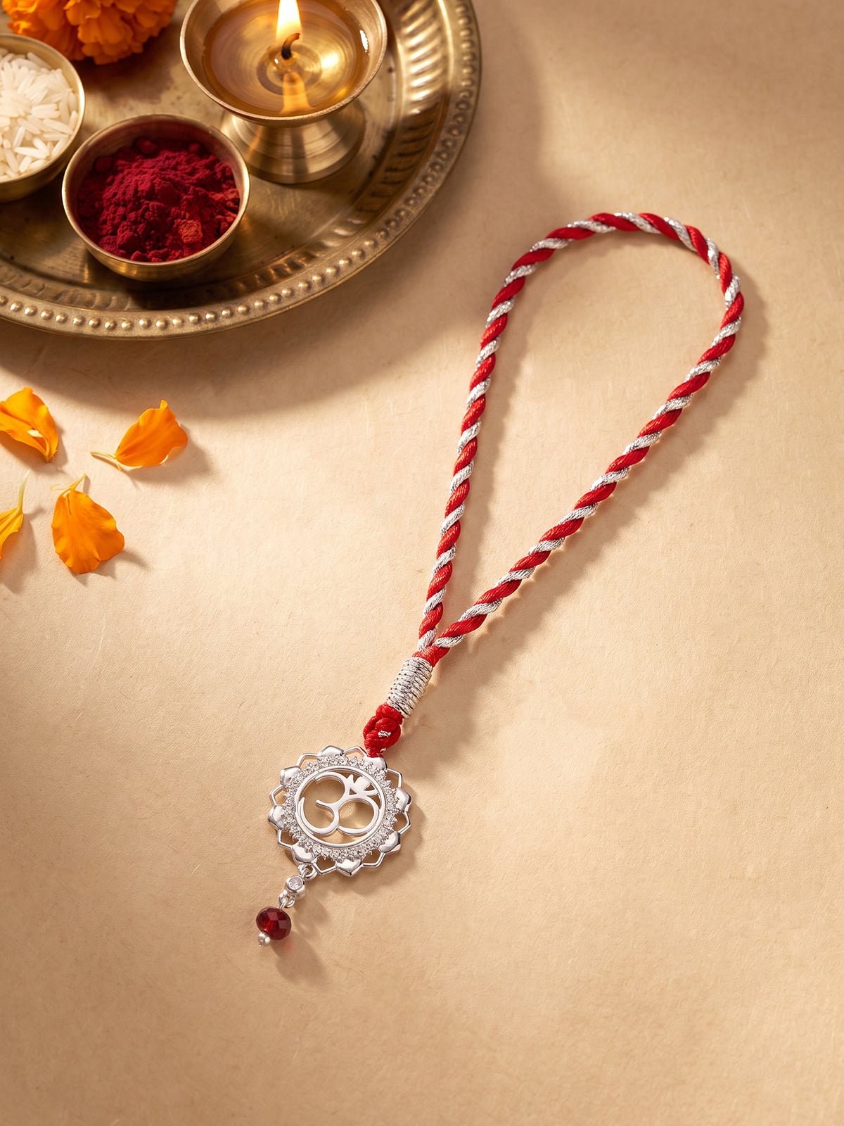 Silver Om Mandala Lumba Rakhi