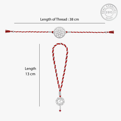 Silver Kairav Bhaiya Bhabhi Rakhi Combo (Set of 2)