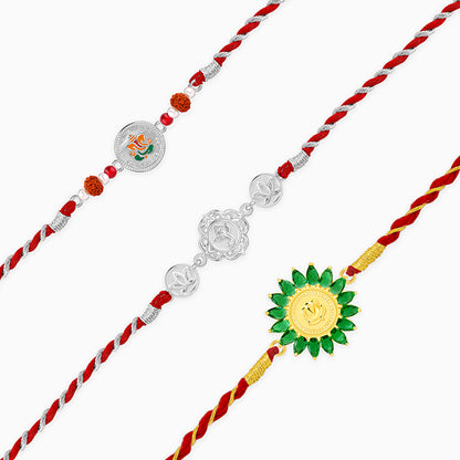 Silver Ekadanta Rakhi Combo (Set of 3)
