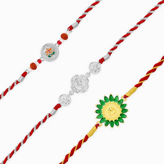 Silver Ekadanta Rakhi Combo (Set of 3)