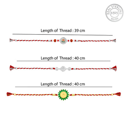 Silver Ekadanta Rakhi Combo (Set of 3)
