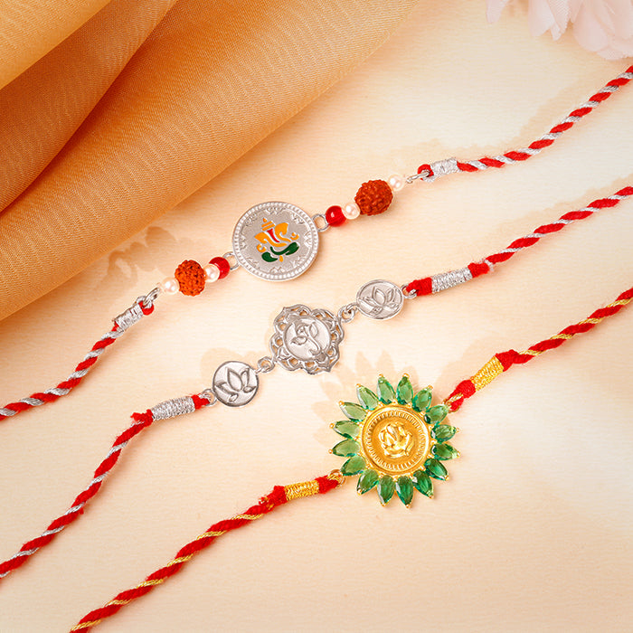 Silver Ekadanta Rakhi Combo (Set of 3)