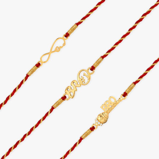 Golden Bhai Rakhi Combo (Set of 3)