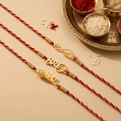 Golden Bhai Rakhi Combo (Set of 3)