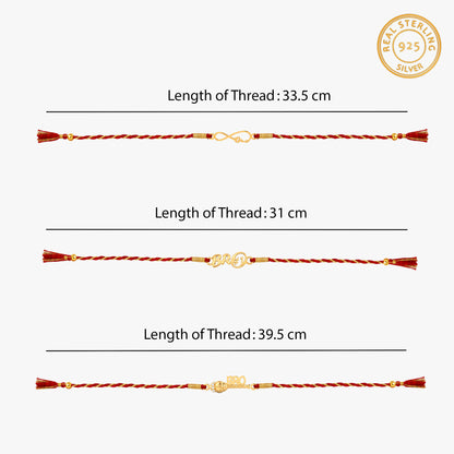 Golden Bhai Rakhi Combo (Set of 3)