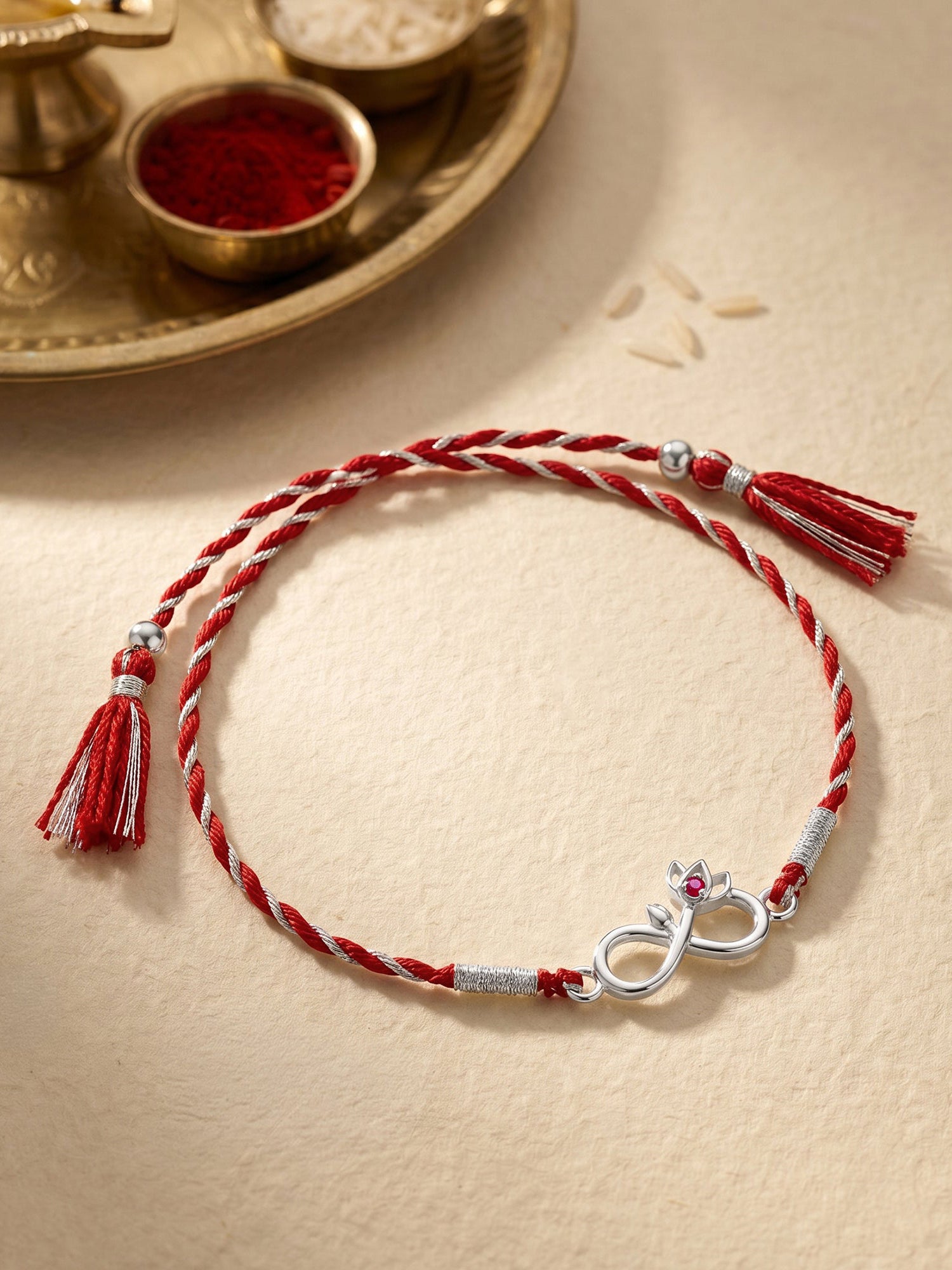 Silver Infinity Lotus Rakhi