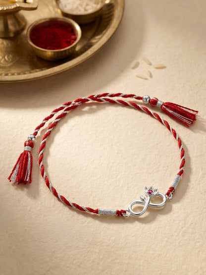 Silver Infinity Lotus Rakhi