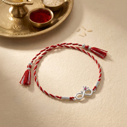 Silver Infinity Lotus Rakhi