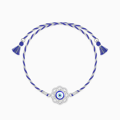 Silver Floral Evil Eye Rakhi