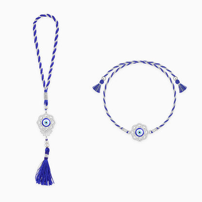 Silver Nazariya Bhaiya Bhabhi Rakhi Combo (Set of 2)