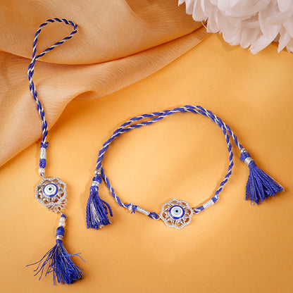 Silver Nazariya Bhaiya Bhabhi Rakhi Combo (Set of 2)