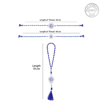 Silver Nazariya Bhaiya Bhabhi Rakhi Combo (set of 3)