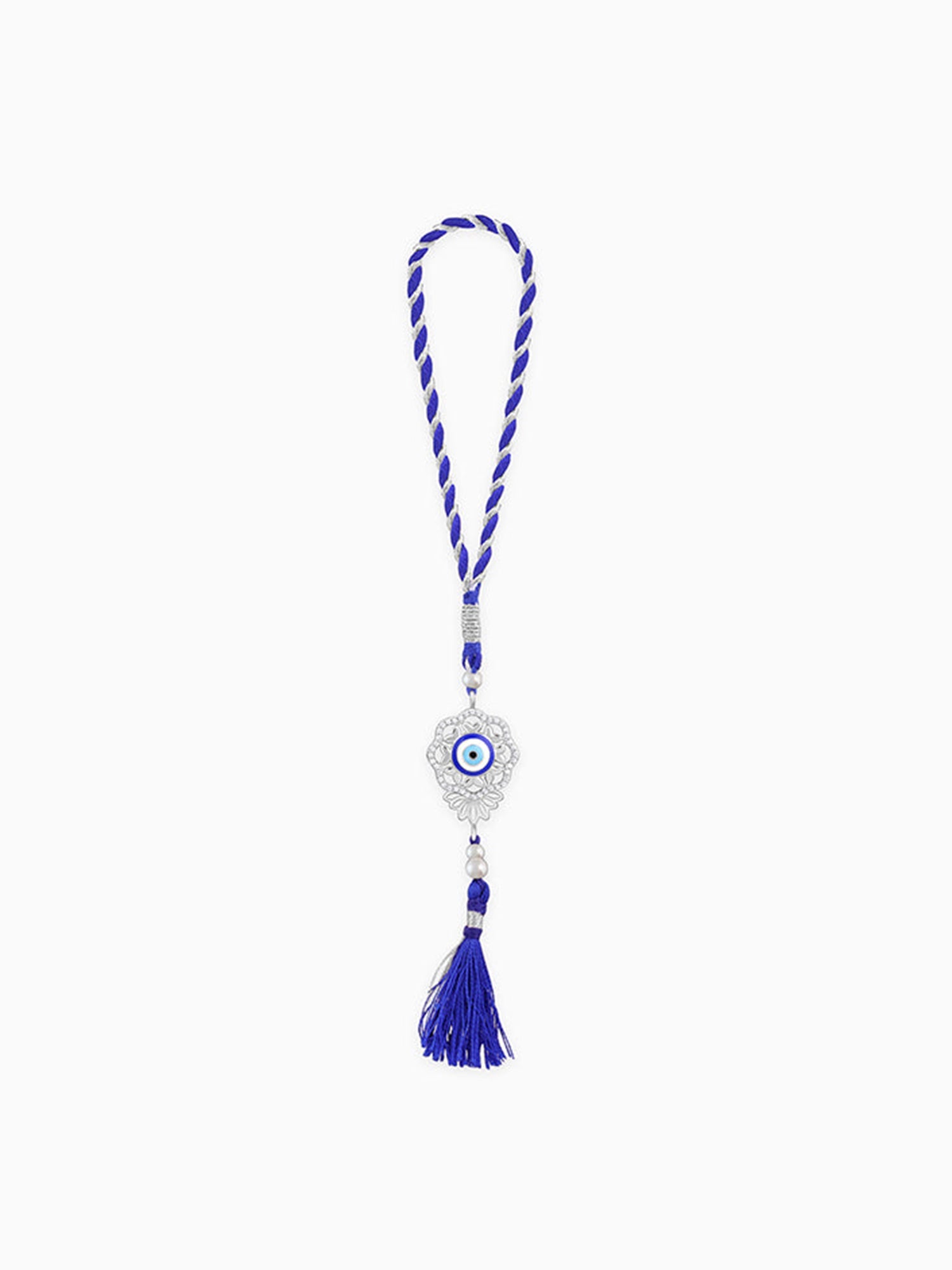 Silver Floral Evil Eye Lumba Rakhi