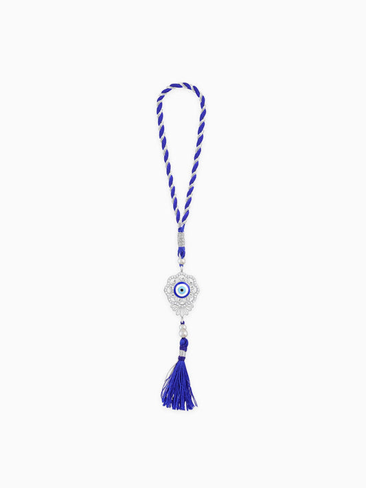 Silver Floral Evil Eye Lumba Rakhi