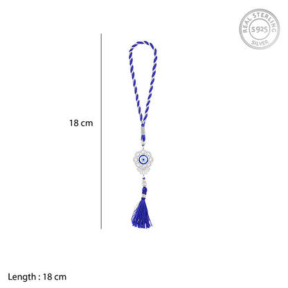 Silver Floral Evil Eye Lumba Rakhi