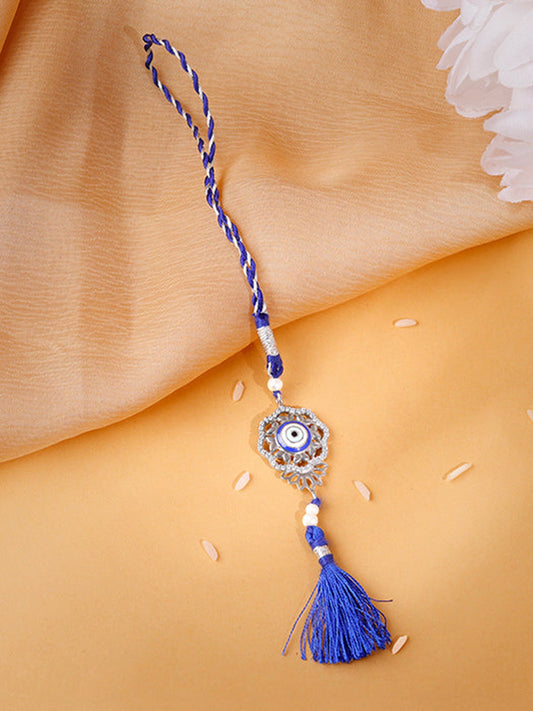 Silver Floral Evil Eye Lumba Rakhi