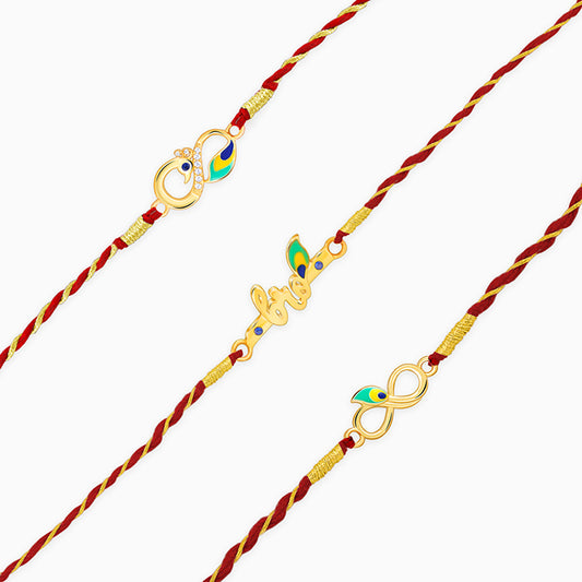 Golden Mor Rakhi Combo (Set of 3)