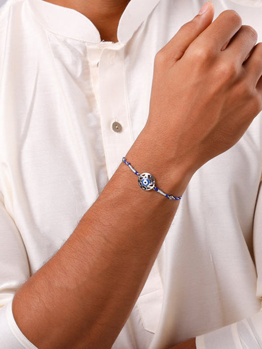 Silver Admiring Evil Eye Rakhi