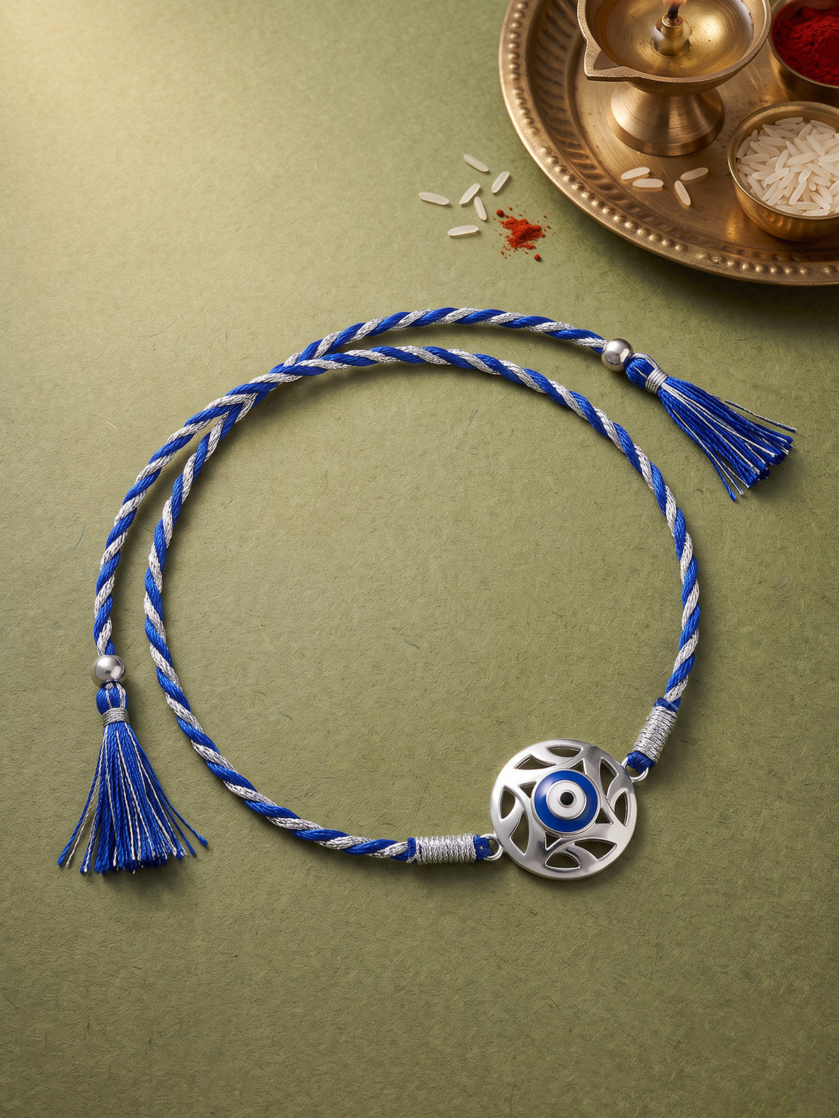 Silver Admiring Evil Eye Rakhi