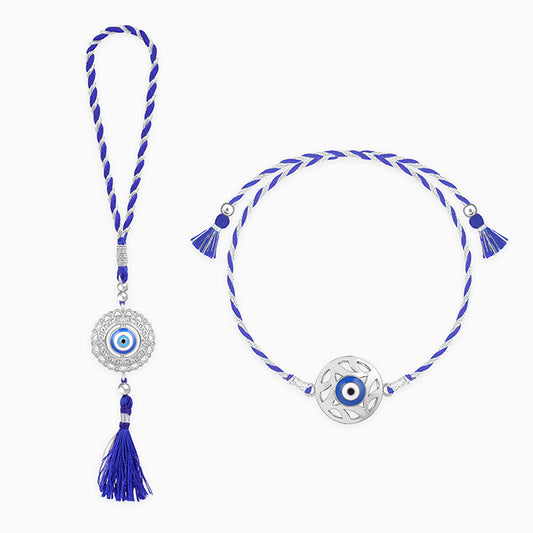 Silver Bhaiya Bhabhi Rakhi Combo (set of 2)