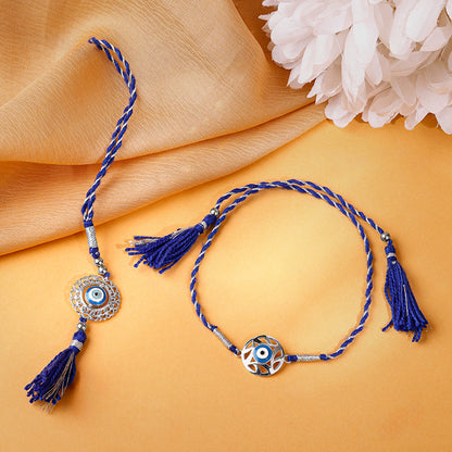 Silver Bhaiya Bhabhi Rakhi Combo (set of 2)