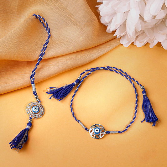 Silver Bhaiya Bhabhi Rakhi Combo (set of 2)
