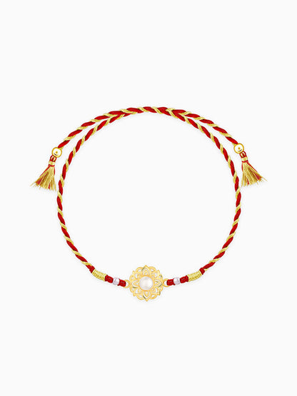 Golden Pearl-fect Mandala Rakhi