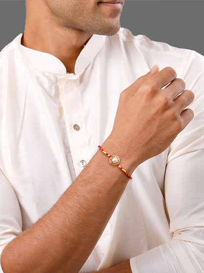 Golden Pearl-fect Mandala Rakhi