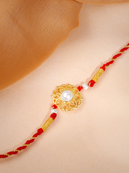 Golden Pearl-fect Mandala Rakhi