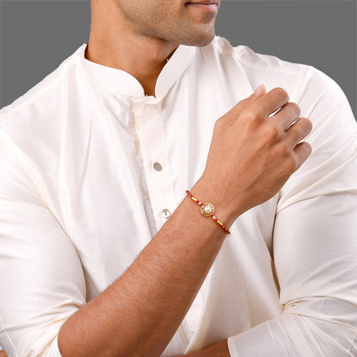 Golden Floral Bhaiya Bhabhi Rakhi Combo (Set of 2)