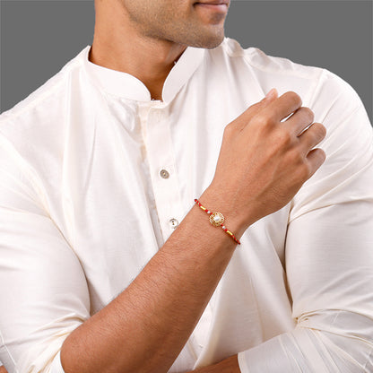 Golden Floral Bhaiya Bhabhi Rakhi Combo (Set of 2)