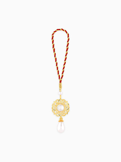 Golden Floret Pearl Lumba Rakhi