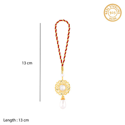 Golden Floret Pearl Lumba Rakhi