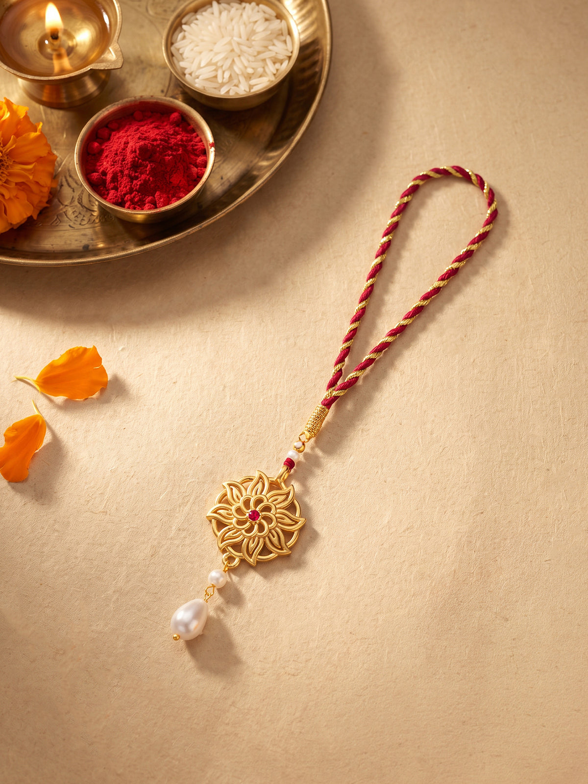 Golden Floret Mandala Lumba Rakhi