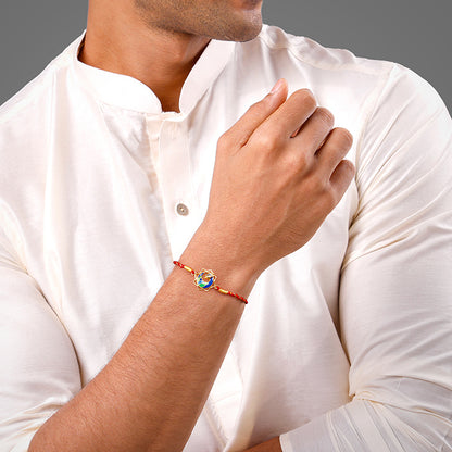 Golden Mor Bhaiya Bhabhi Rakhi Combo (Set of 2)