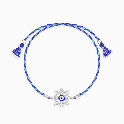 Silver Bloom Evil Eye Rakhi