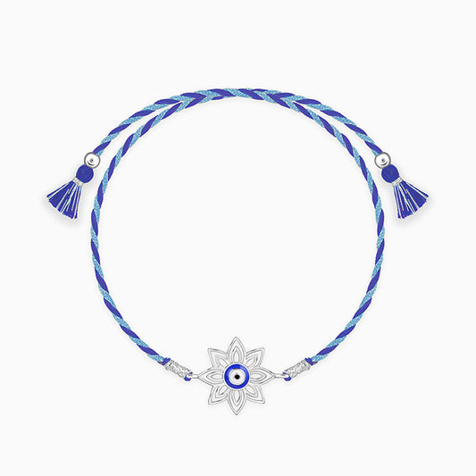 Silver Bloom Evil Eye Rakhi