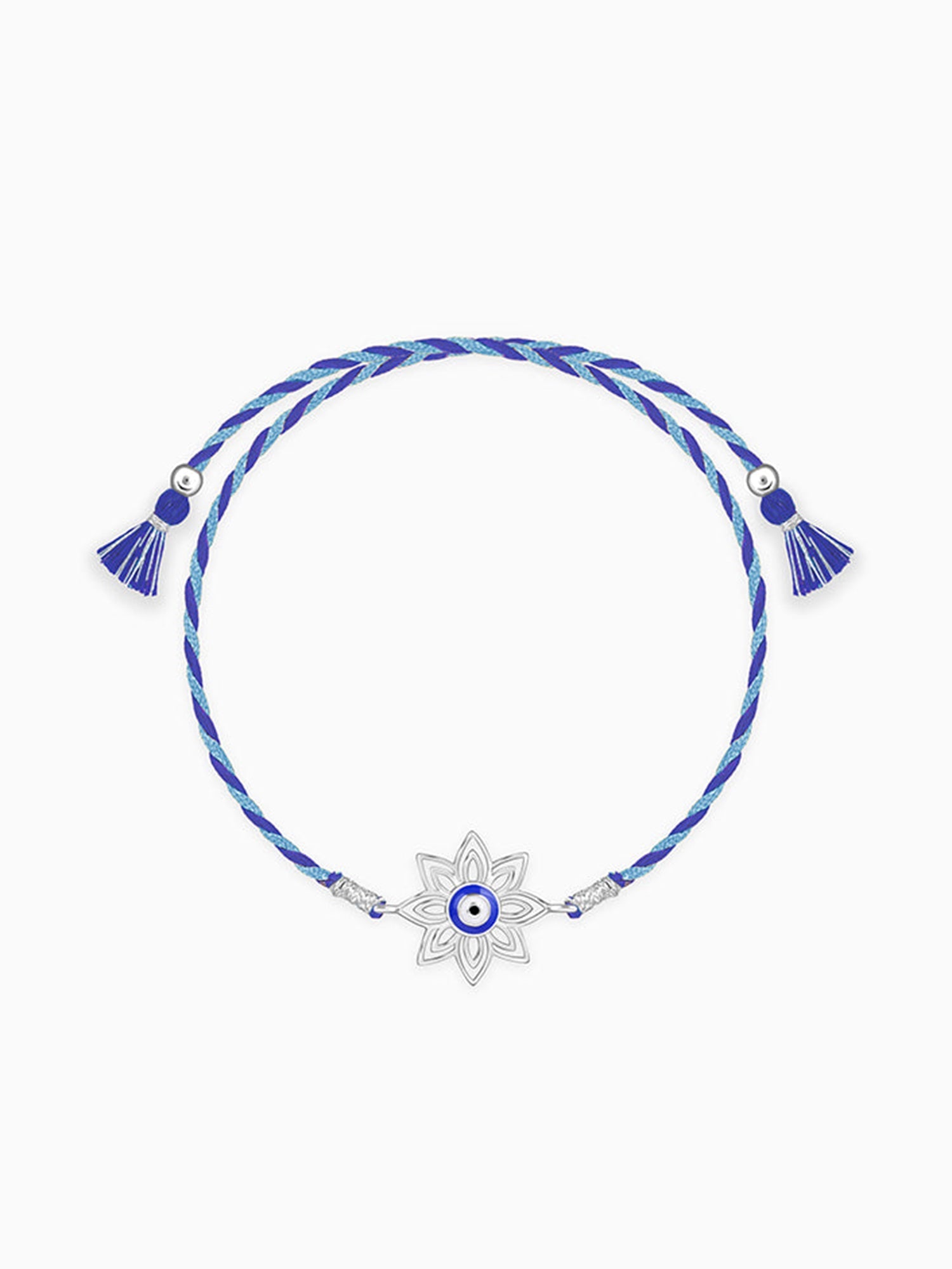 Silver Bloom Evil Eye Rakhi