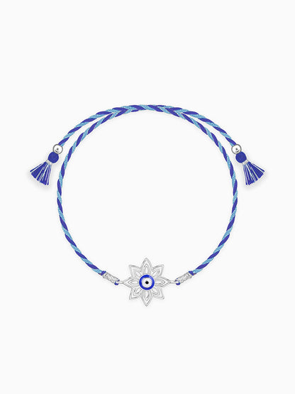 Silver Bloom Evil Eye Rakhi