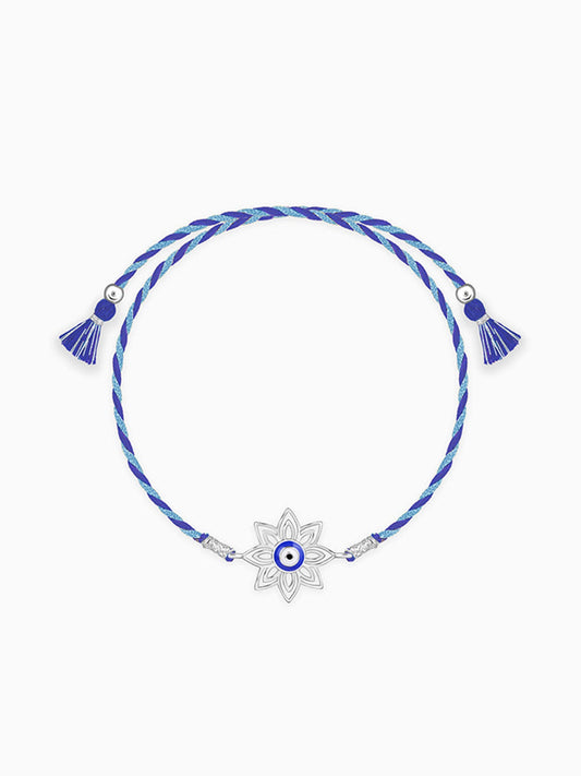 Silver Bloom Evil Eye Rakhi